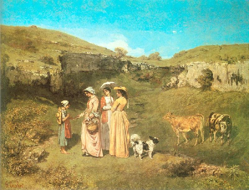 Courbet, Gustave The Young Ladies of the Village France oil painting art